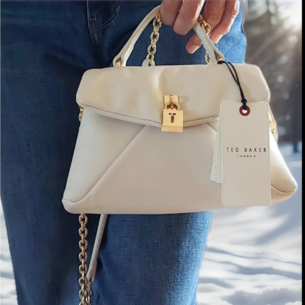 🆕 Ted Baker Poppy Mini Satchel Natural Cream Leather Crossbody Bag - Picture 5 of 14